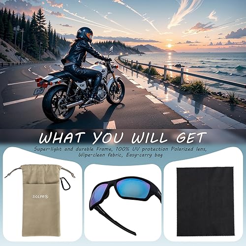 Miniatura 7 de Gafas de sol polarizadas para equitación con relleno de espuma, ajuste envolvente, para hombres y mujeres, motocicleta, conducción, correr,