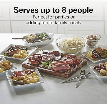 Hamilton Beach Electric Indoor Raclette Grill For Parties & Family Fun | With 8 Individual Warming Trays | 200 sq. in. PFAS-Free Non-Stick Griddle | Dishwasher Safe Parts | Black | 31612MN-MX