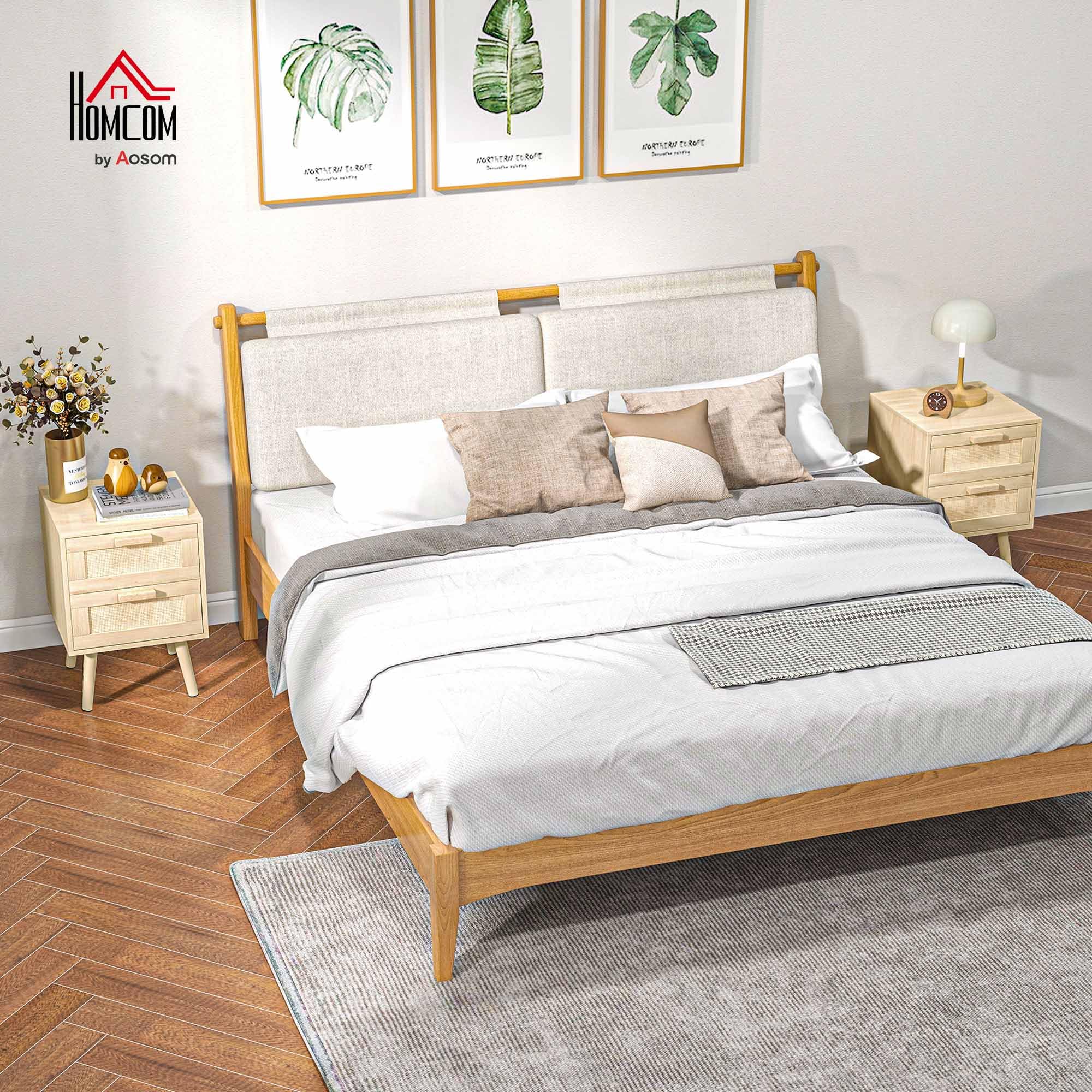 HOMCOM Salontafel, bijzettafel met verhoogde rand, salontafel, open plank, nachtkastje, woonkamertafel voor woonkamer, kantoor, MDF, staal, natuurlijk hout, 100 x 50 x 46,5 cm