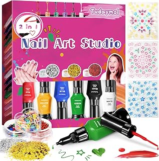 Tudaymol Nail Polish Set - Non Toxic Nail Polish Kit for Kids Ages 7-12,Gift Set Nail Kit for Girls,Nail Art Tools for Girls - Polish, Glitter, Stickers - 6 7 8 9 10 11 12 Year Old