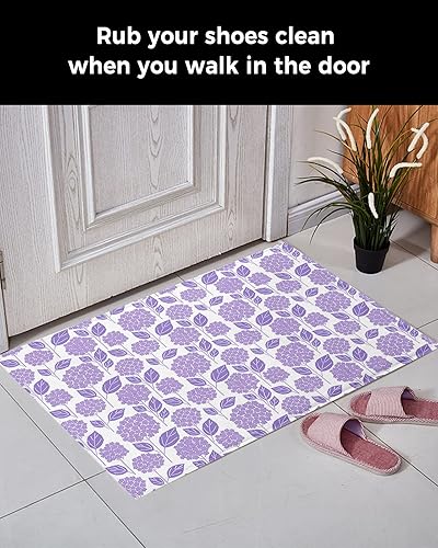Miniatura 3 de Alfombra de baño para baño, dormitorio, tapete de felpa floral morado, antideslizante, absorbente, para entrada interior, 20 x 31.5 pulgadas, flores