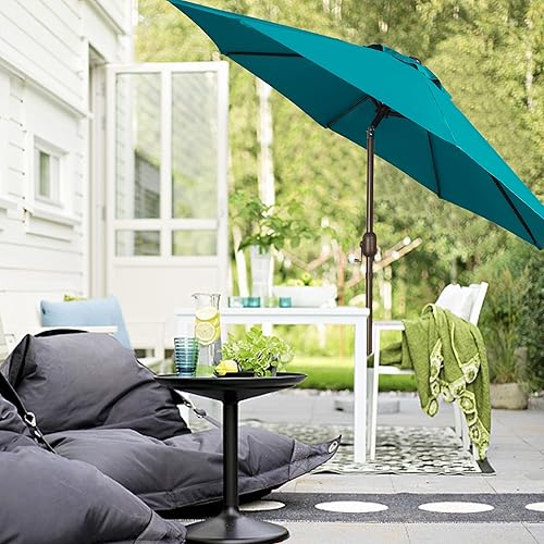 Miniatura 26 de Blissun - Sombrilla para patio y jardín de 9 pies, sombrilla para mercado al aire libre Negro
