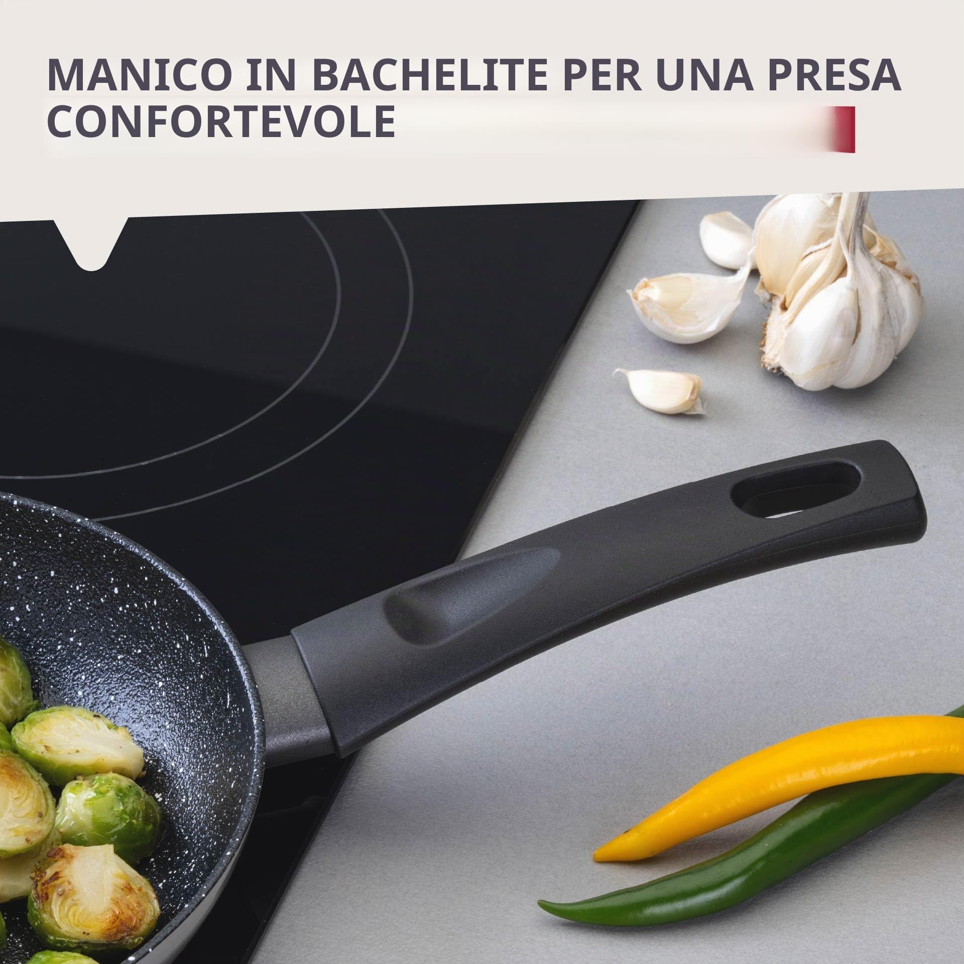 FACKELMANN Padella per wok Essential Crisp, Ø 20 cm, in alluminio riciclato con rivestimento antiaderente in ceramica, perfetta per pasta, verdure e riso