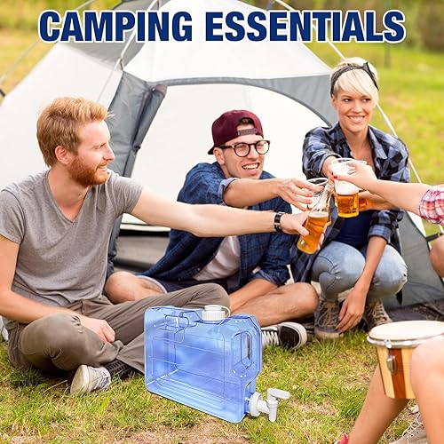 Miniatura 6 de Paquete de 2 dispensadores de agua para nevera con espita a prueba de fugas y mango práctico, dispensador de bebidas de plástico reutilizable, jarra