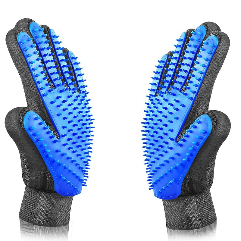 Luva para Remoção de Pelos de Cães e Gatos VeniCare com Pontas de Silicone e Punho Ajustável, Azul, Par