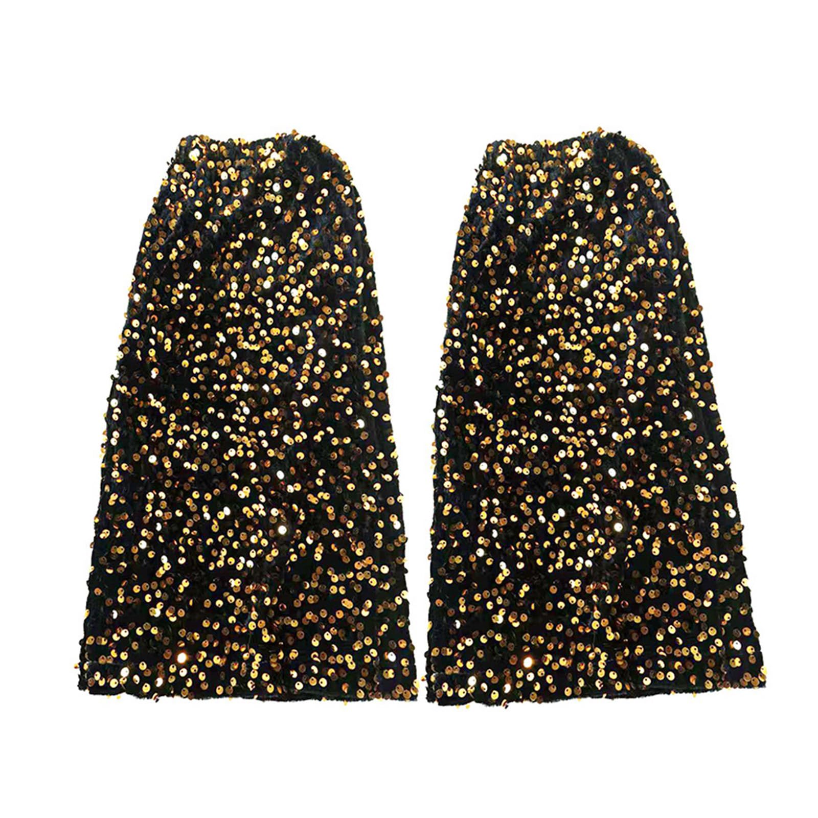 Micfeny Women's Gold Sequins Sequins Leg Warmers Flared Leg Sleeves Baggy Cuffs Ankle Heap Socks Middle Tube Socks Leather Leg Warmers For