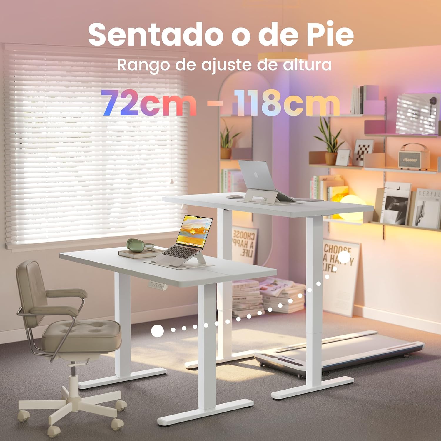 HUANUO 32" Small Electric Standing Desk Adjustable Height, 4 Memory Height Settings, Sit Stand Up Desk for Home Office & Computer Workstation, White
