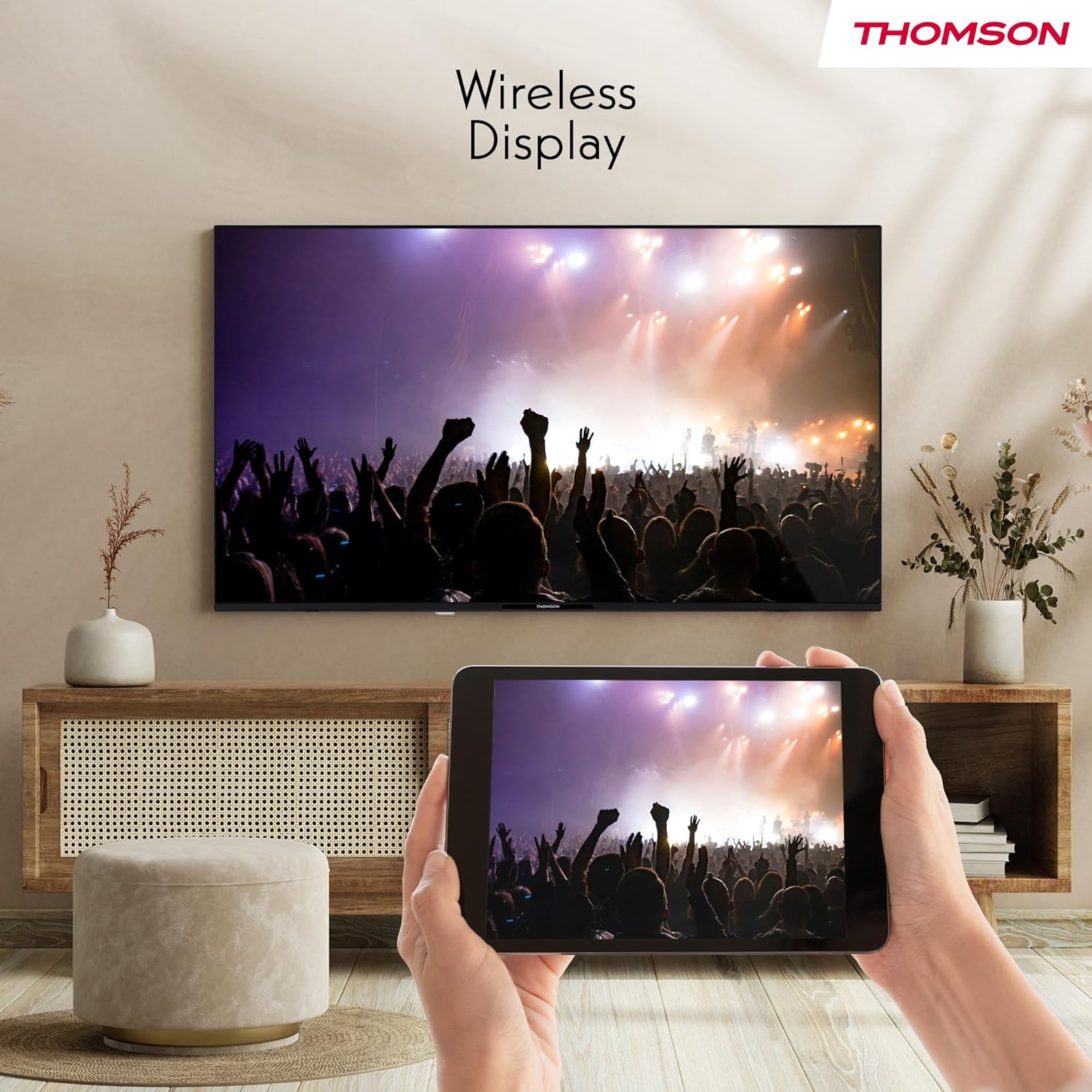 THOMSON Smart TV with Dolby Audio sound waves.