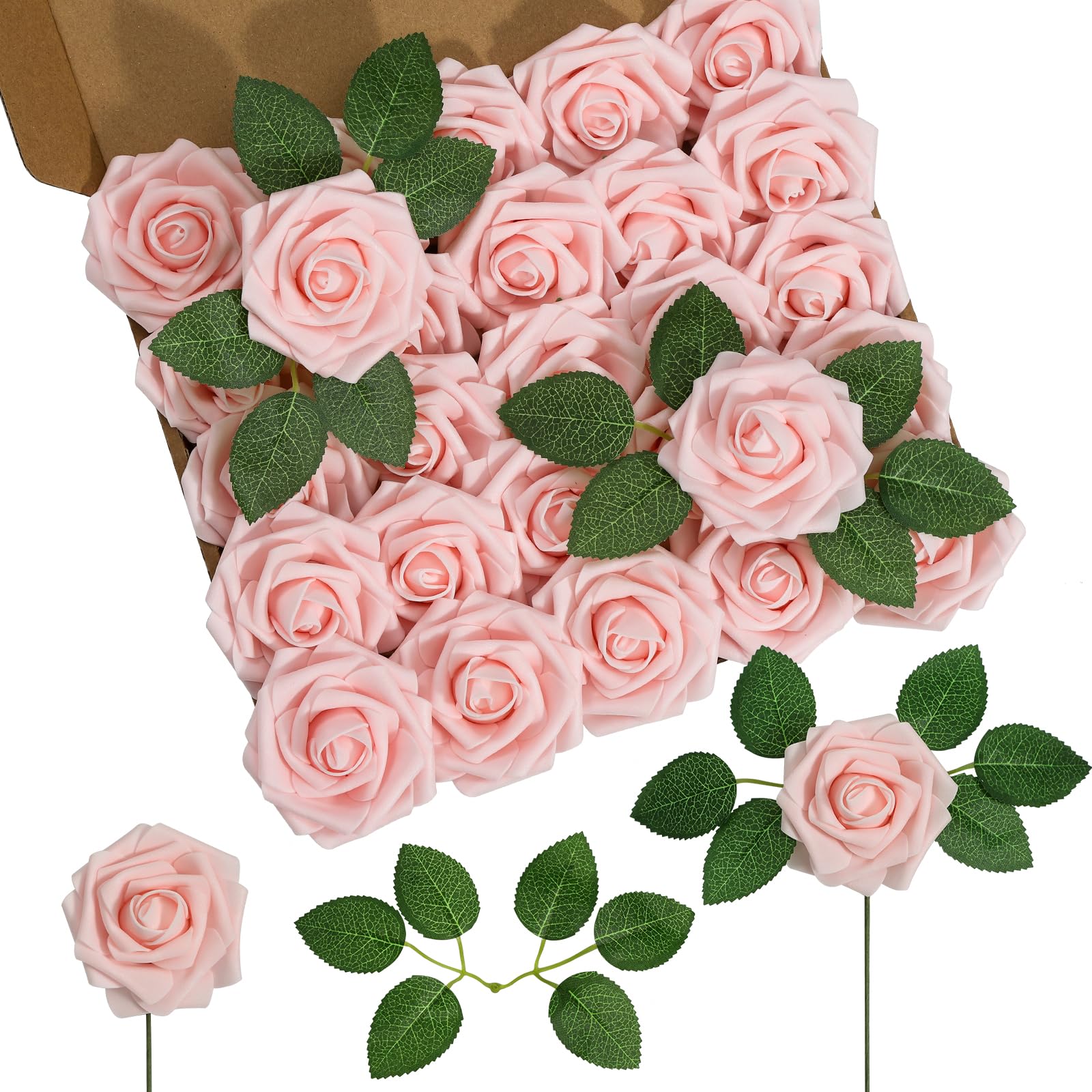 60 Rose Artificiali Awtlife In Schiuma - Bouquet Fai Da Te Per Matrimoni, Baby Shower E Decorazioni - Foto 3