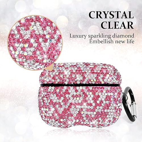 Miniatura 2 de Newseego Funda para AirPods Pro, funda de lujo con diamantes de imitación brillantes, kit de regalo para AirPods Pro, llavero, correa antipérdida,