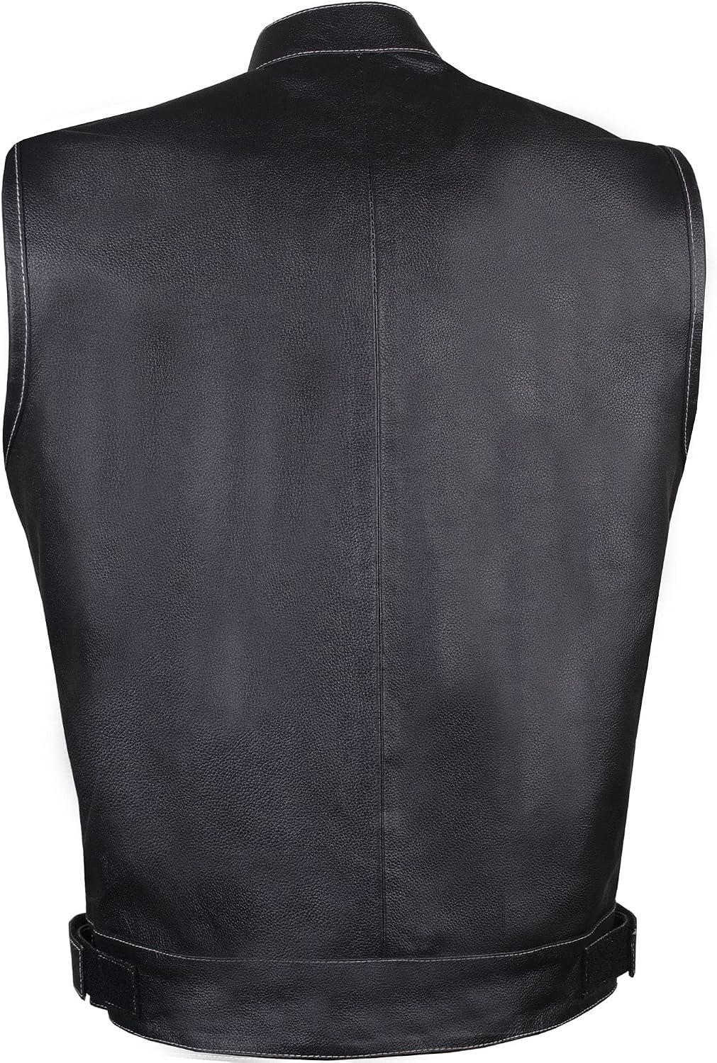 SOA Motorcycle Vest for Men, Premium Buffalo Leather, Back Armor, Inside Pockets, Biker Riding Club Vests, All Season