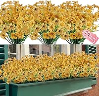 Vista 1 de 20 paquetes de flores artificiales para el aire libre, resistentes a los rayos UV, no se descoloran, de plástico sintético, arbustos, jardín