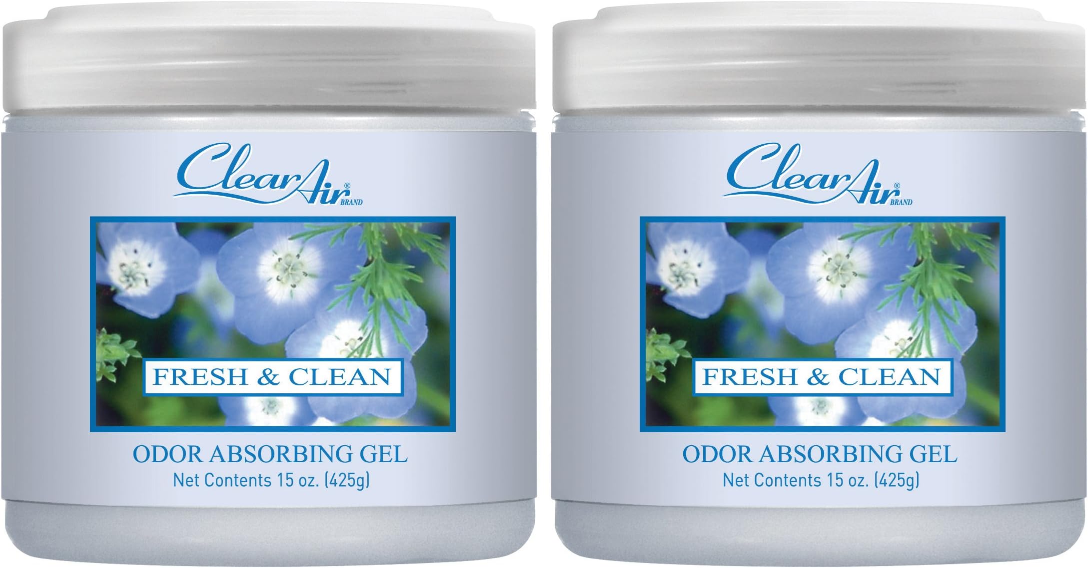 15oz Gel Odor Eliminator - Absorb & Remove Strong Odors from Pets, in Bathrooms, Basements, Garage, Cars, RVs & Boats - Eliminate Tough Odors with Essential Oils (Fresh & Clean, 2-Pack)