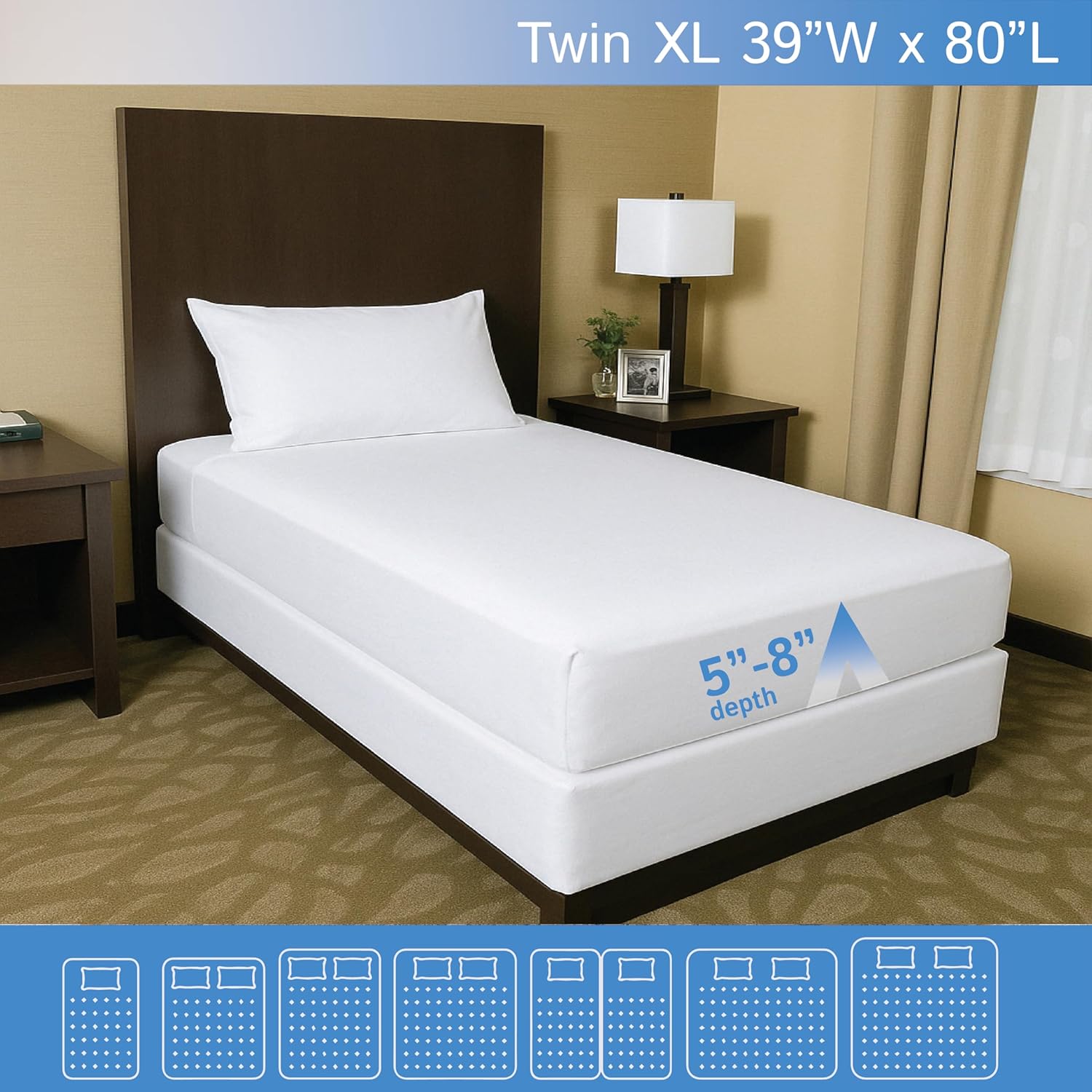 Twin XL Size Mattress or Box Spring Encasement (5" to 8" Depth) - Low Profile Twin Extra Long Waterproof Zippered Protector Hypoallergenic Premium Bed Cover Protects from Dust Allergens - Image 2