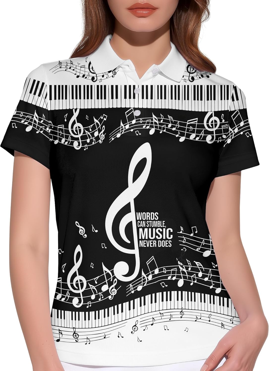 HIVICHI Funny Golf Shirts for Women Print Crazy Cute Novelty Short Sleeve Moisture Wicking Tennis Polo Shirt