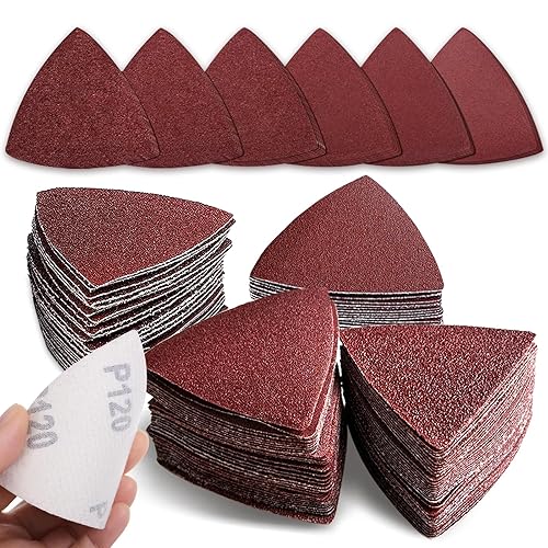 Miniatura 31 de Kit de 136 almohadillas de lijado oscilantes, contiene 6 almohadillas de lijado triangulares y 130 piezas de papel de lija multiherramienta, 60, 80