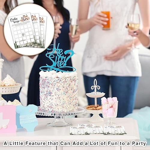 Miniatura 4 de Cazhes Juego de fiesta de baby shower, bingo de flores silvestres para baby shower, 25 juegos de revelación de género para bebés, suministros de