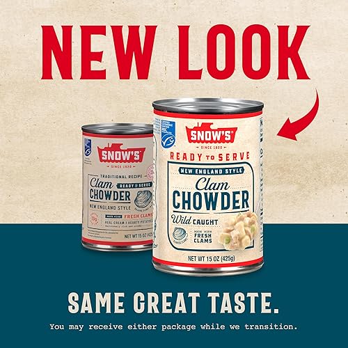 Miniatura 21 de Snow's Manhattan - Sopa de almejas, lata de 15 onzas (paquete de 12) – 0.39 oz de proteína por porción, receta auténtica lista para servir al