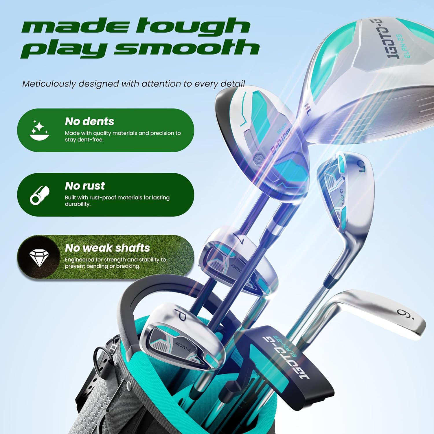 9 Pieces Golf Clubs Set for Men & Women - Complete Mens Golf Clubs Full Set Right/Left Handed Includes Stand Bag with Rain Hood, 1# Drive, 5# Hybrid 5# 7# 9# PW# Irons and Putter