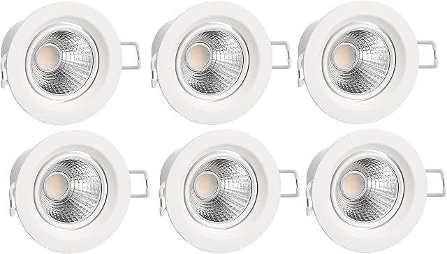 Amazon Basics 5W LED Integrated Recessed Spotlight round 70 mm (Cut out) 4000K Cool White, 6-Pack
