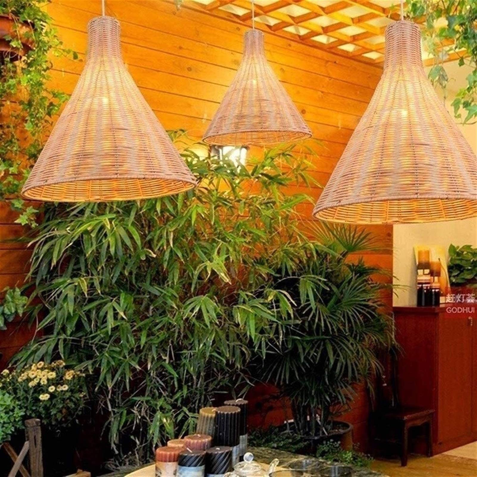 Luxurious Chandelier Chandeliers,Japanese- Retro Lamp Ceiling Light Weaving Lampshade Chandelier Sushi Place Hanging Lamp Base for Restaurant Bedroom Good Made in China