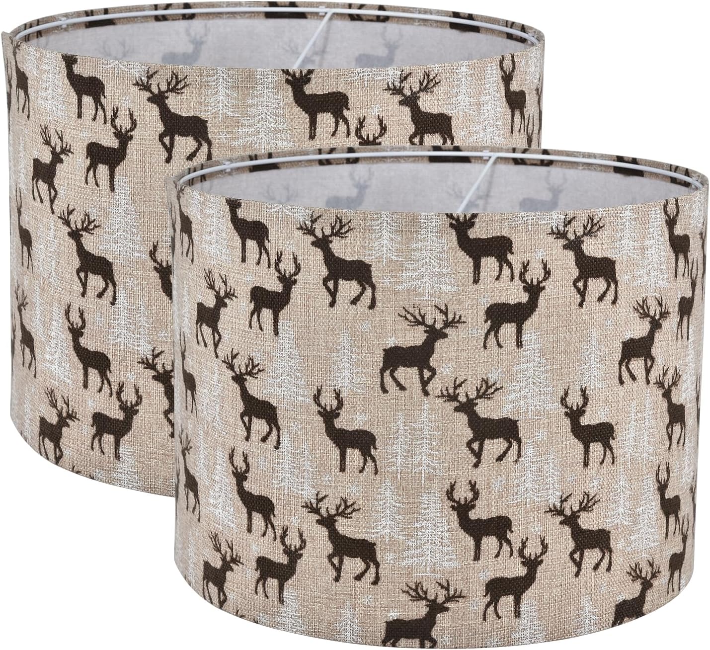 Lamp Shades Set of 2 for christmas day, Drum Lampshade for Table Lamps