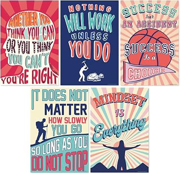 SWEETZER & ORANGE S&O Growth Mindset Posters for Middle and High School Classroom Decorations – Set of 13 Motivational Wall Art Decor, Inspirational Artwork Quotes! 15 x 22” Large Poster Bundle