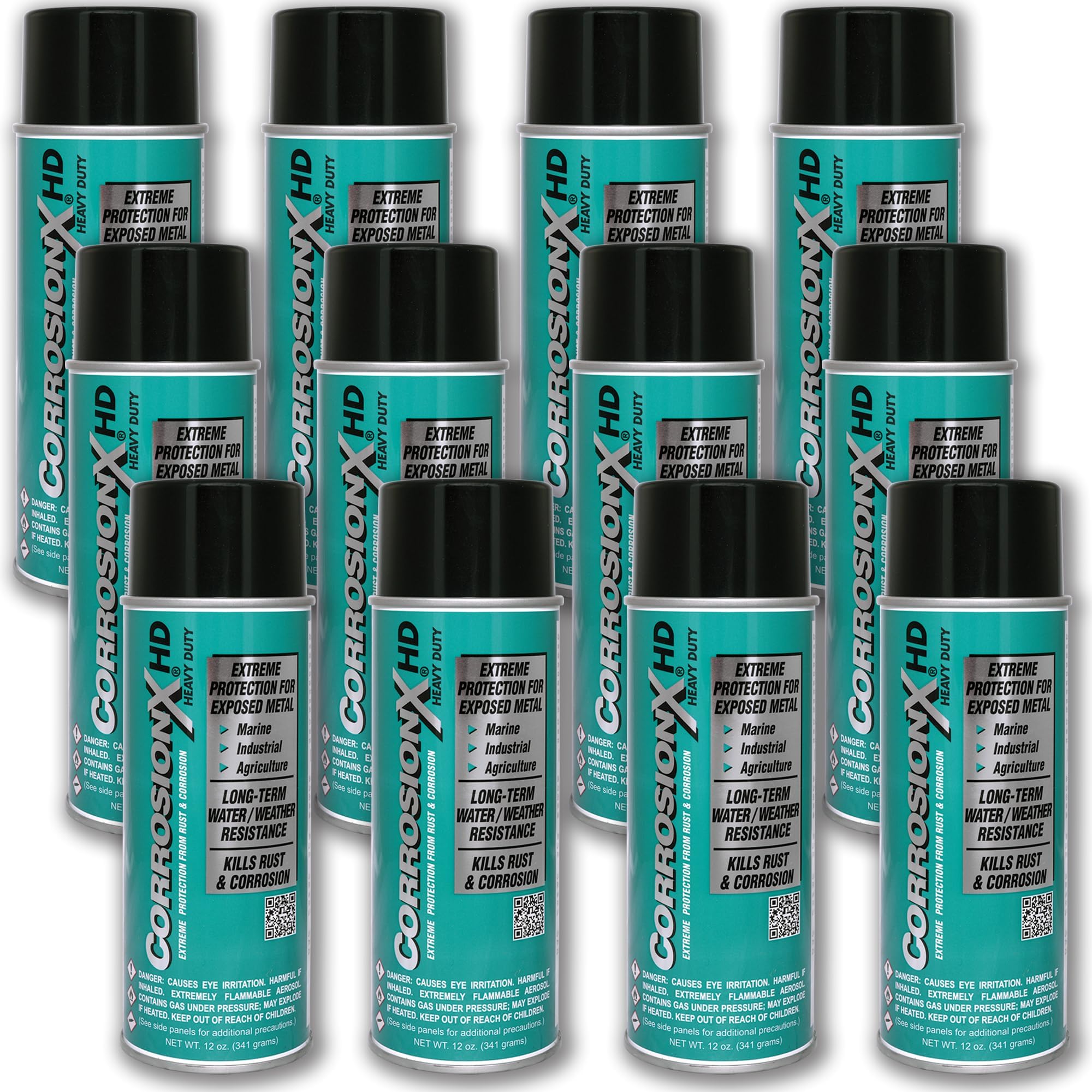 Heavy Duty Anti Rust Spray, Dripless Self-Healing Corrosion Inhibitor with Waterproof Barrier for Marine, Agricultural & Industrial Equipment, Case of Twelve 12oz Cans