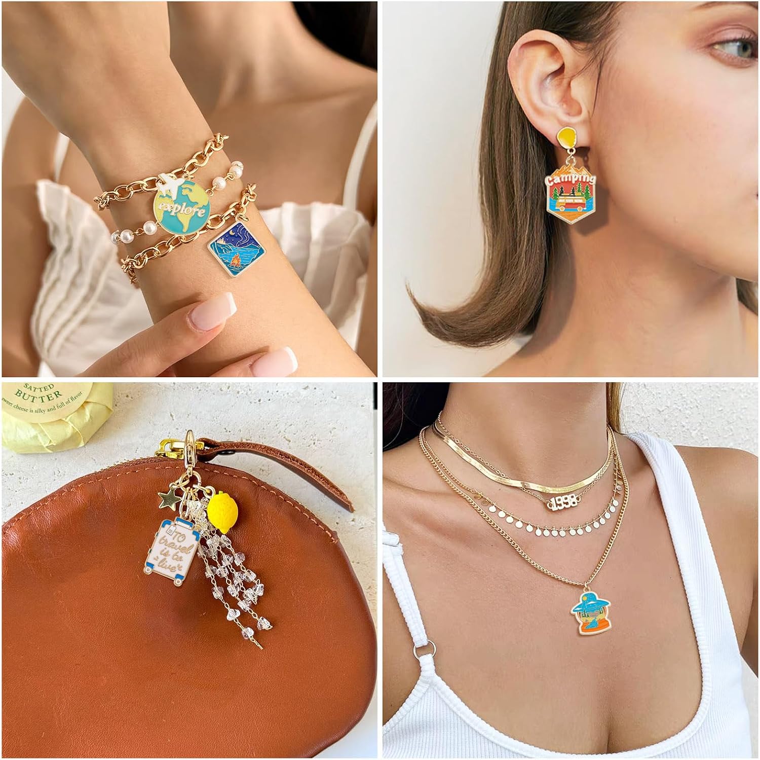 Travel Theme Enamel Charms Outdoor Camping Theme Charms Adventure Traveler Pendants for DIY Earring Necklace Bracelet Keychain Jewelry Making