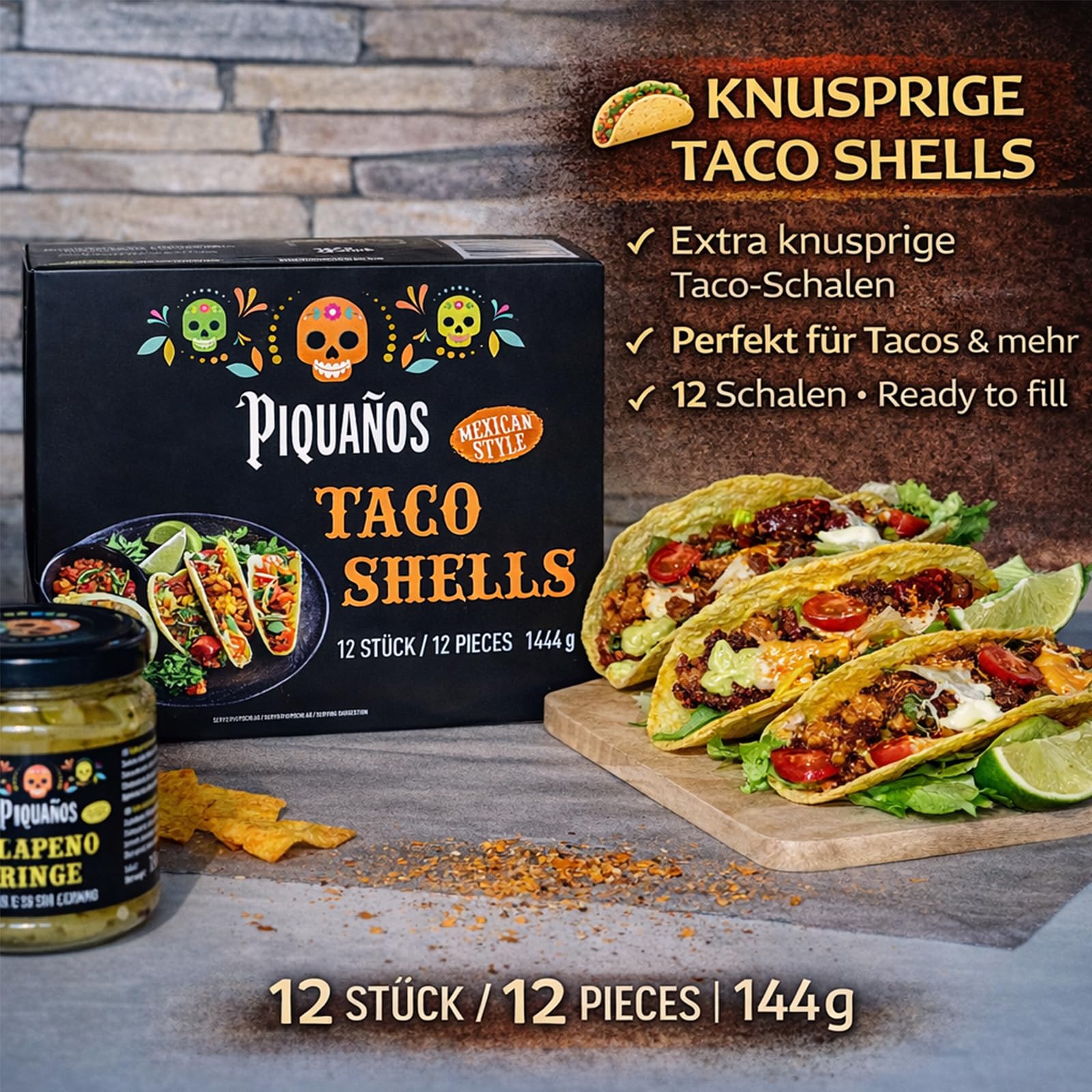 Piquaños Geschenkbox - Mexikanischer Geschenkkorb mit 13 Spezialitäten | Taco Box mit Saucen, Dips, Gewürzen & Chips | Geschenkset für Tacos, Nachos & mexikanische Küche - Mexiko Box