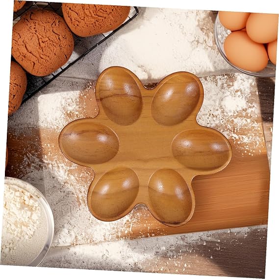 Wooden Egg Tray with Six Leaf Flower Design Egg Storage for Worktop Durable Solution Suitable for Festive Occasions such as Easter