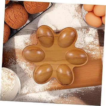 Wooden Egg Tray with Six Leaf Flower Design Egg Storage for Worktop Durable Solution Suitable for Festive Occasions such as Easter