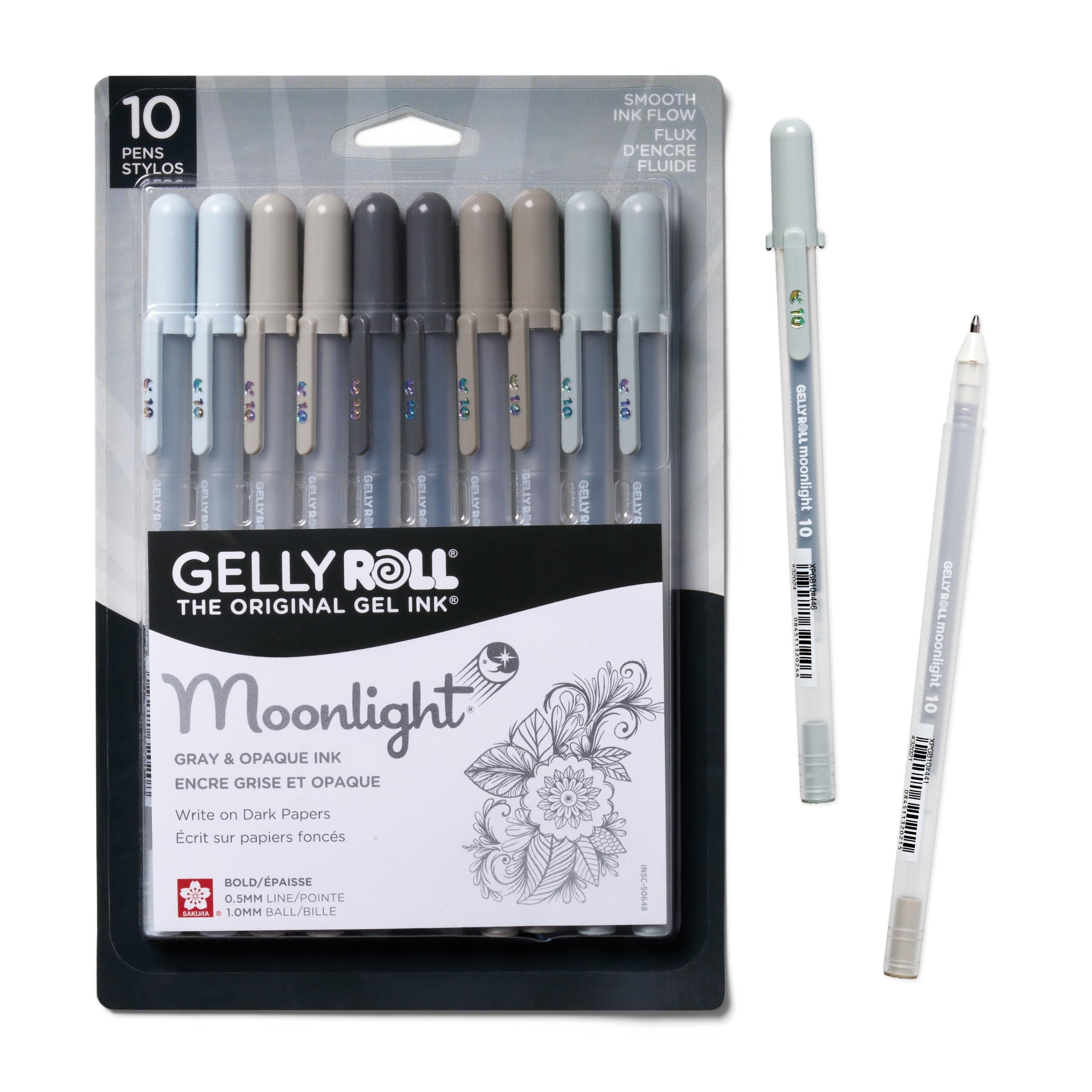 SAKURA Gelly Roll Moonlight 10 Gel Pens - Bold Ink Pen for Journaling, Art, or Drawing - Gray & Opaque Ink - Bold Line - 10 Pack