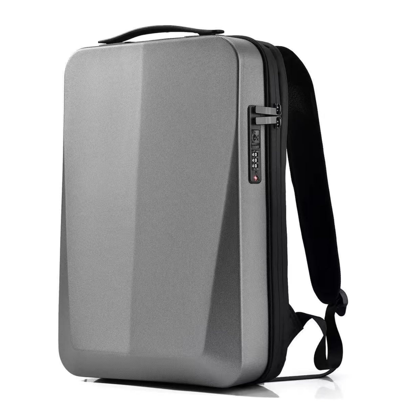 Plecak antykradzieżowy Torba USB dla mężczyzn Hardshell Laptop Pack Trip Męski plecak podróżny Hasło Blokada Torba na książki, Szary, 45x30x16cm, Biznes