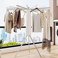 Vista 7 de Estante de secado de ropa,Tendedero de ropa,Estante de secado de lavandería,Pie de piso,16 postes de aluminio,Plegable,Plegable,Estante