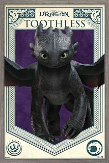 Trends International How To Train Your Dragon (2025) - Toothless Wall Poster, 22.4L x 14.7W, Barnwood Framed Version