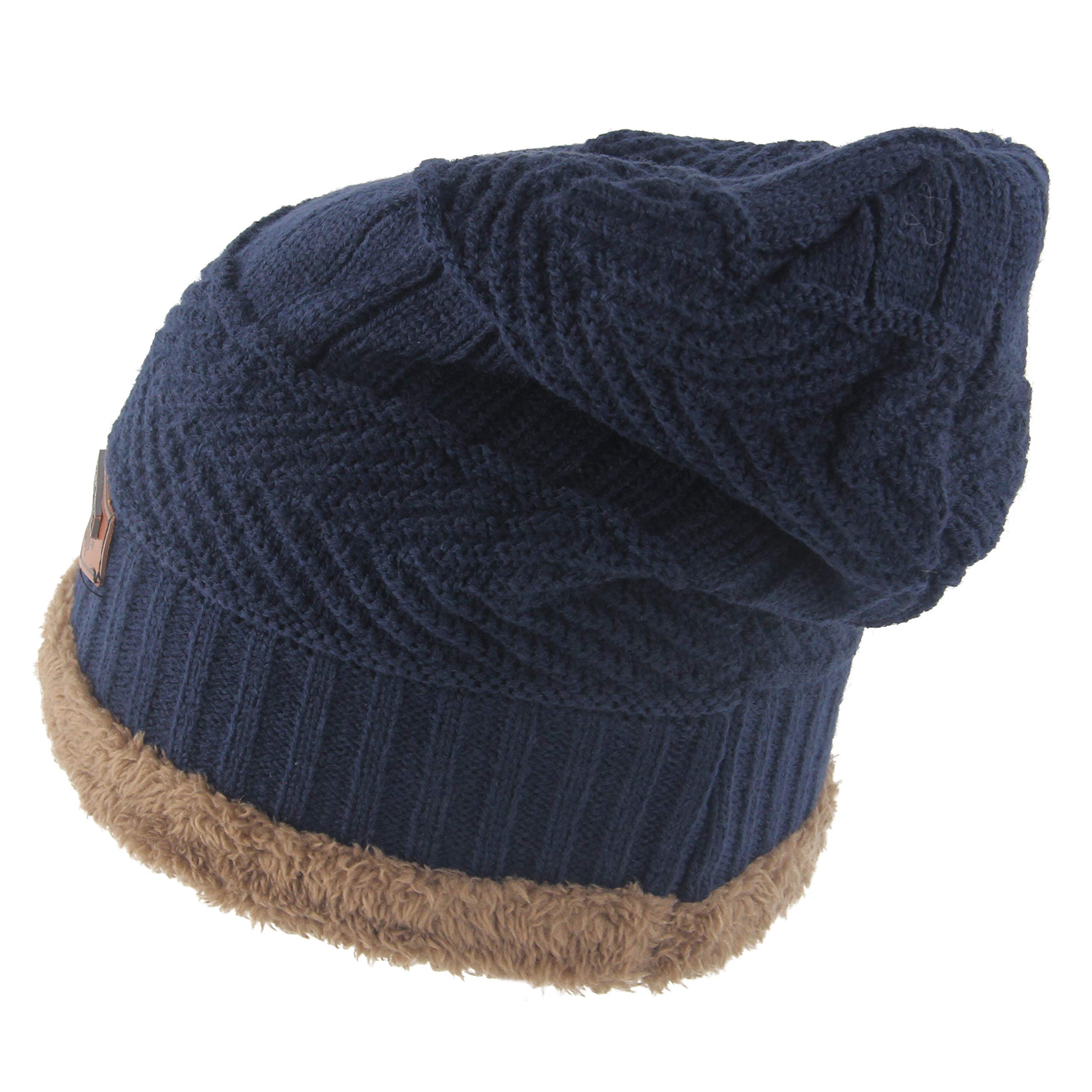 Muryobao Thick Warm Winter Beanie Hat Slouchy Skully Knit Hats Soft Stretch Ribbed Cap for Women Snow Ski Navy Blue 4