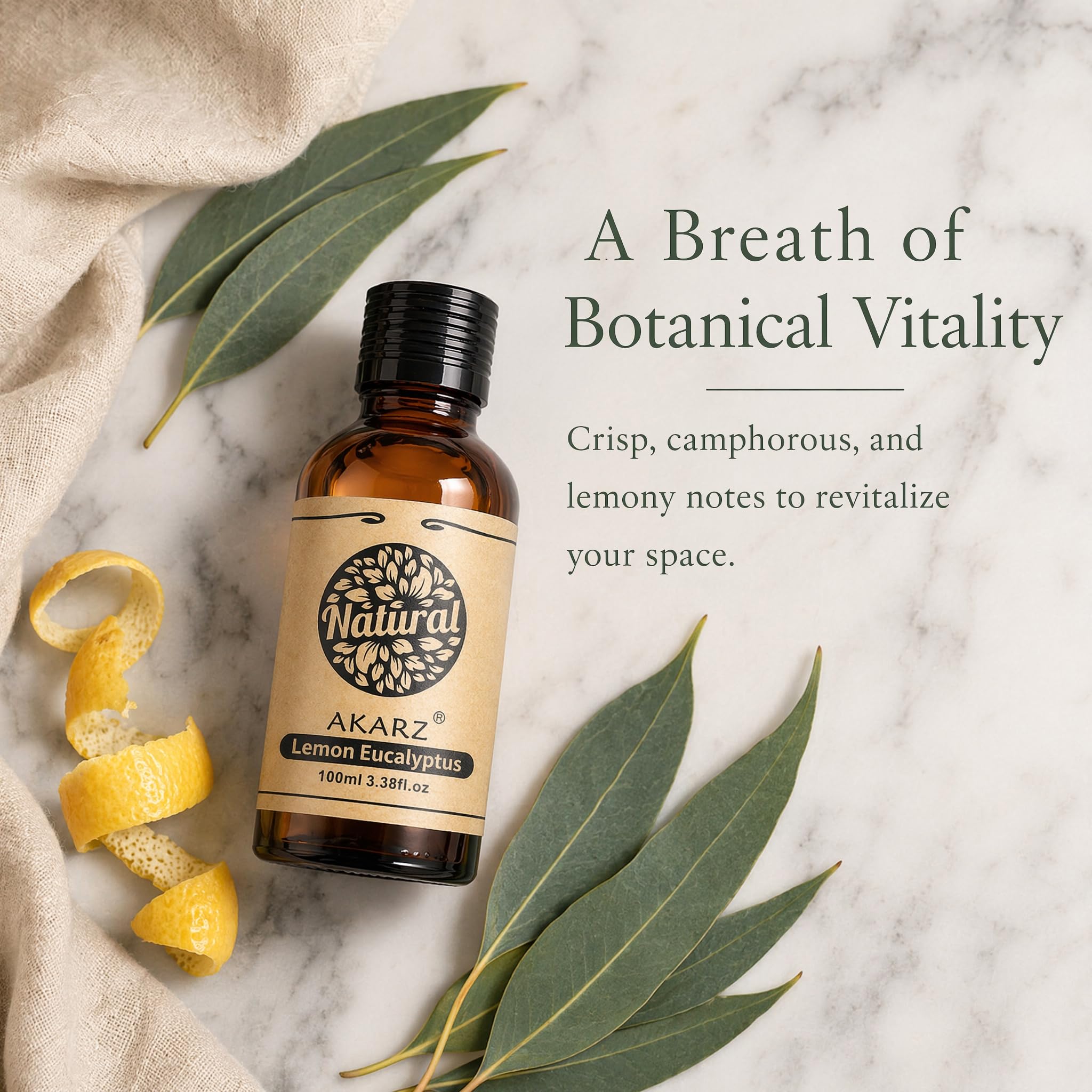 AKARZ 100ml Olejek esencjny z Eukaliptusa Cytrynowego - Naturalny olejek aromatyczny do dyfuzorów, lamp aromatycznych i aromatów pomieszczeń
