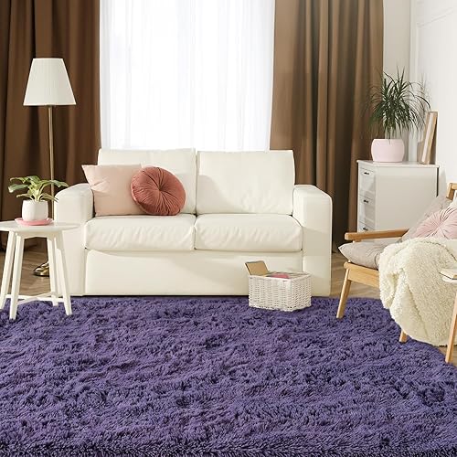 Miniatura 9 de Jelymark - Alfombra de interior peluda, mullida y supersuave para dormitorio, de 5 x 8pies, para sala de estar, decoración del hogar, dormitorio y