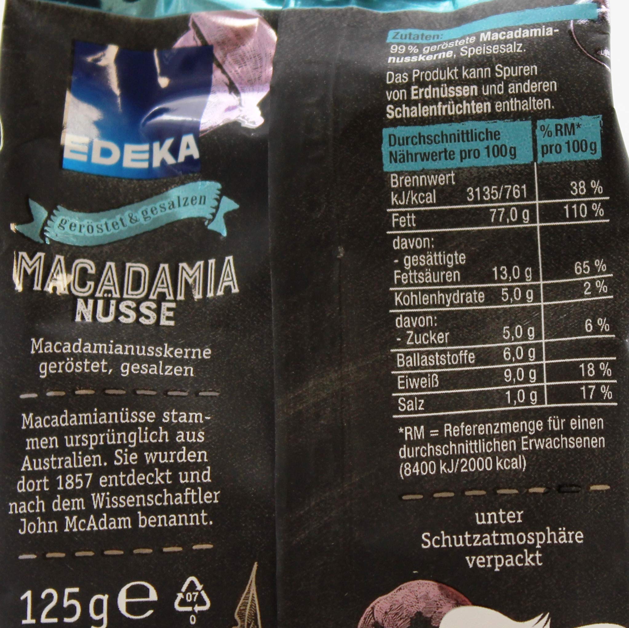 Edeka Macadamia-Nüsse geröstet und gesalzen, 14er Pack (14 x 125g)