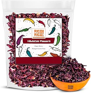 RICO Dried Hibiscus Flowers 4 oz, Great For Tea, Jamaica Tea - 100% Natural Flowers, Cut and Sifted Packaged In Resealable Bag