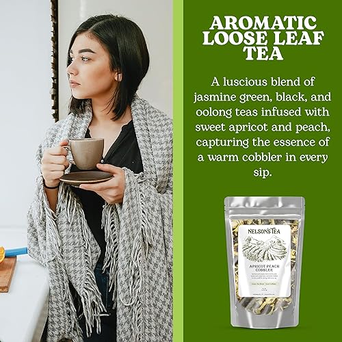 Miniatura 7 de Apricot Peach Cobbler - Té verde - Té negro, té verde jazmín, té oolong, pétalos de cártamo, pétalos de caléndula, melocotones secos (2 onzas)