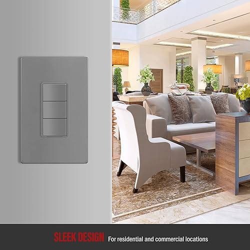 Miniatura 9 de ENERLITES Elite Series SI8831-BSV - Tapa de tomacorriente decorativa brillante sin tornillos segura para niños, 4.68 x 2.93 pulgadas, policarbonato