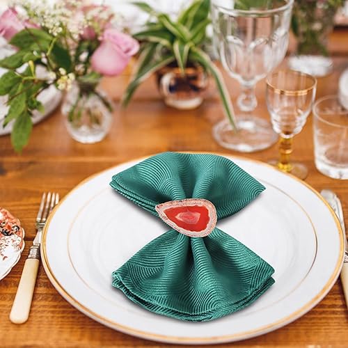 Miniatura 5 de CozyTower - Juego de 4 servilleteros de ágata dorados, para servilletas de tela, decoraciones únicas de boda, servilletero, accesorios de cocina