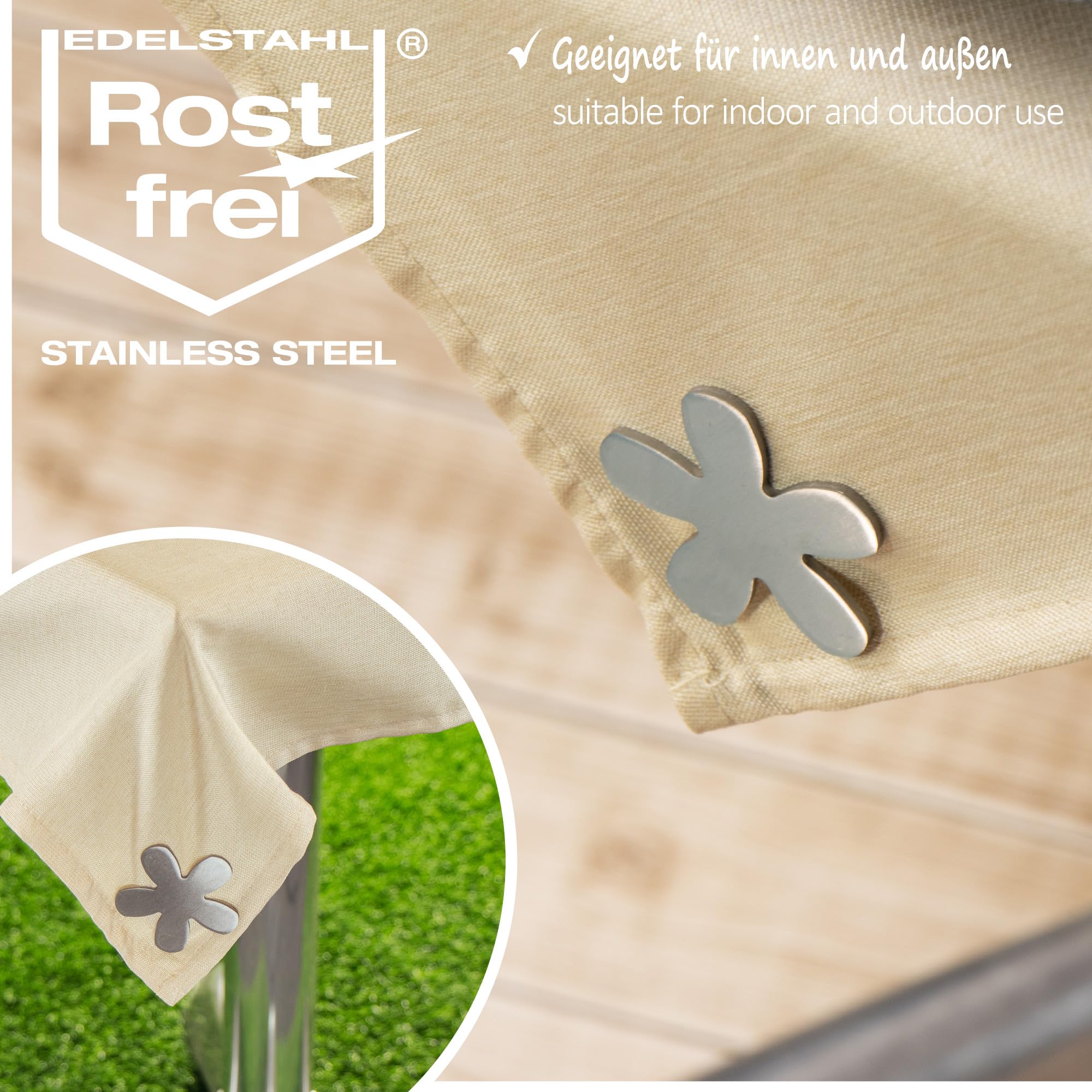 Poids De Nappe Magnétiques En Forme De Cœur - Lot De 4 - Acier Inoxydable Argenté - Pour Terrasse, Jardin, Intérieur - Fixation Aimant