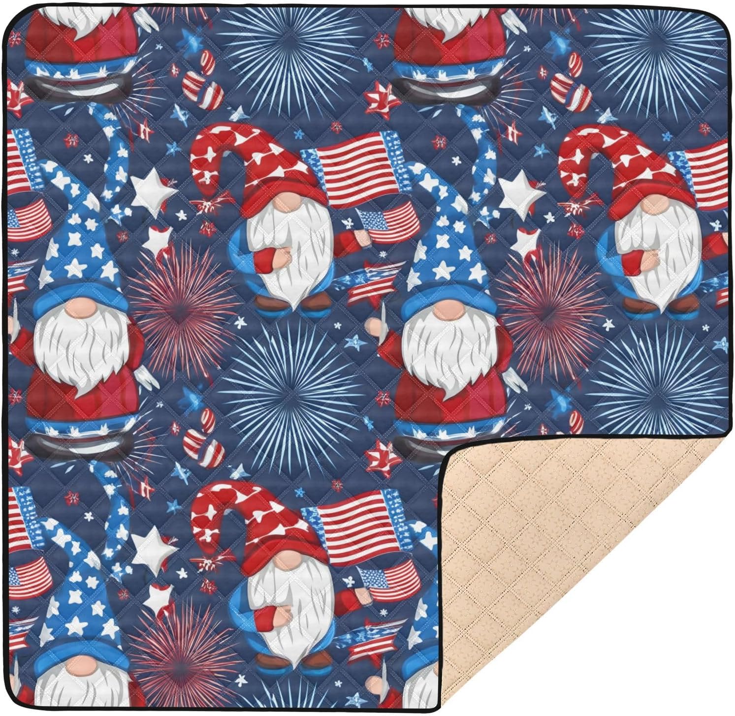 Doodle Cute American Dwarf Baby Play Mat, 50“ X 50” Washable Folding Crawling Mat, Baby Floor Mat, Soft, Non-Slip