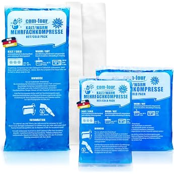 com-four  Multi-Purpose Compresses for Hot and Cold Applications with Fleece Fabric Sleeves for Compresses