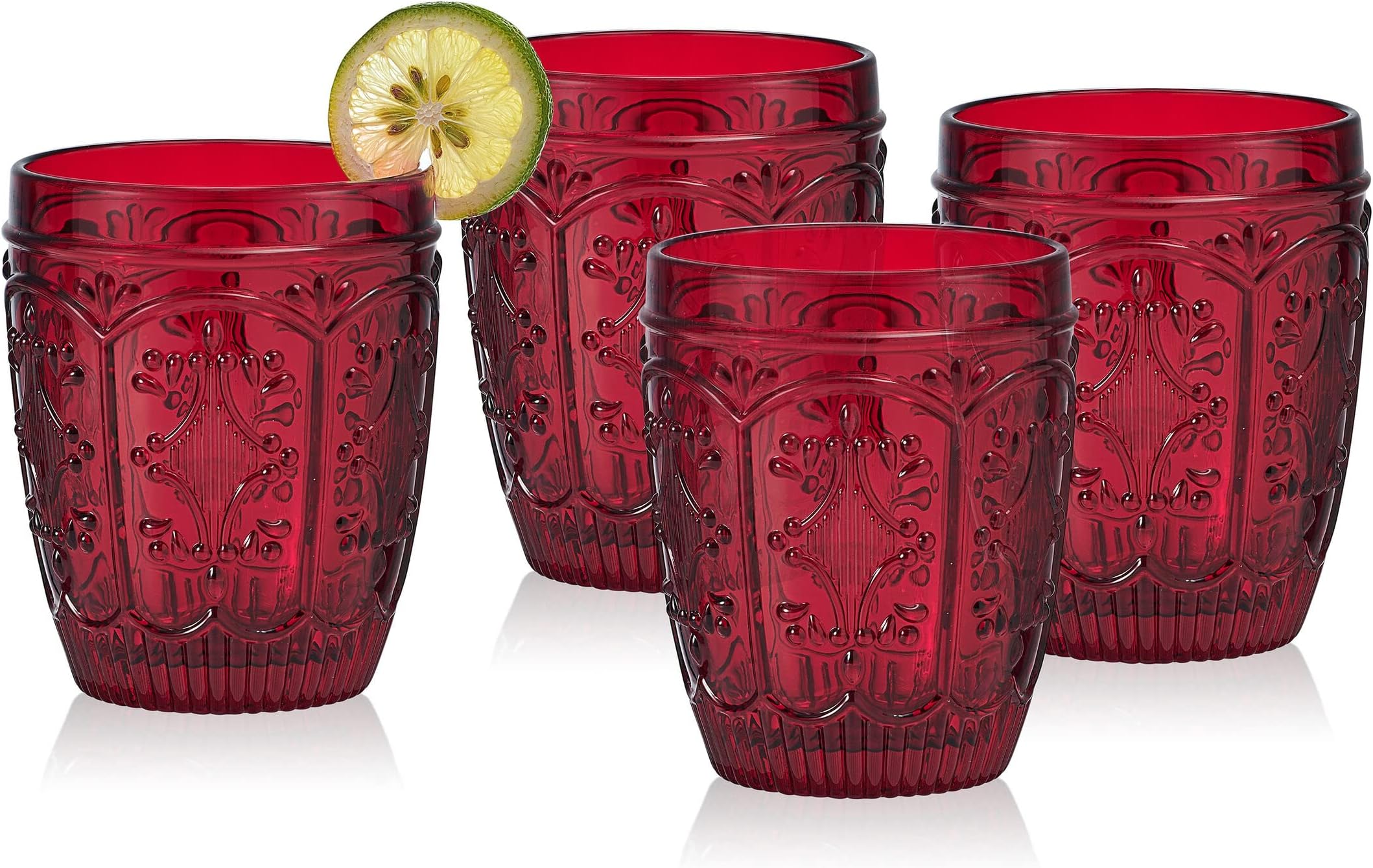 Amazon.com | Glaver's Hobnail Drinking Glasses, Red Vintage Glassware ...