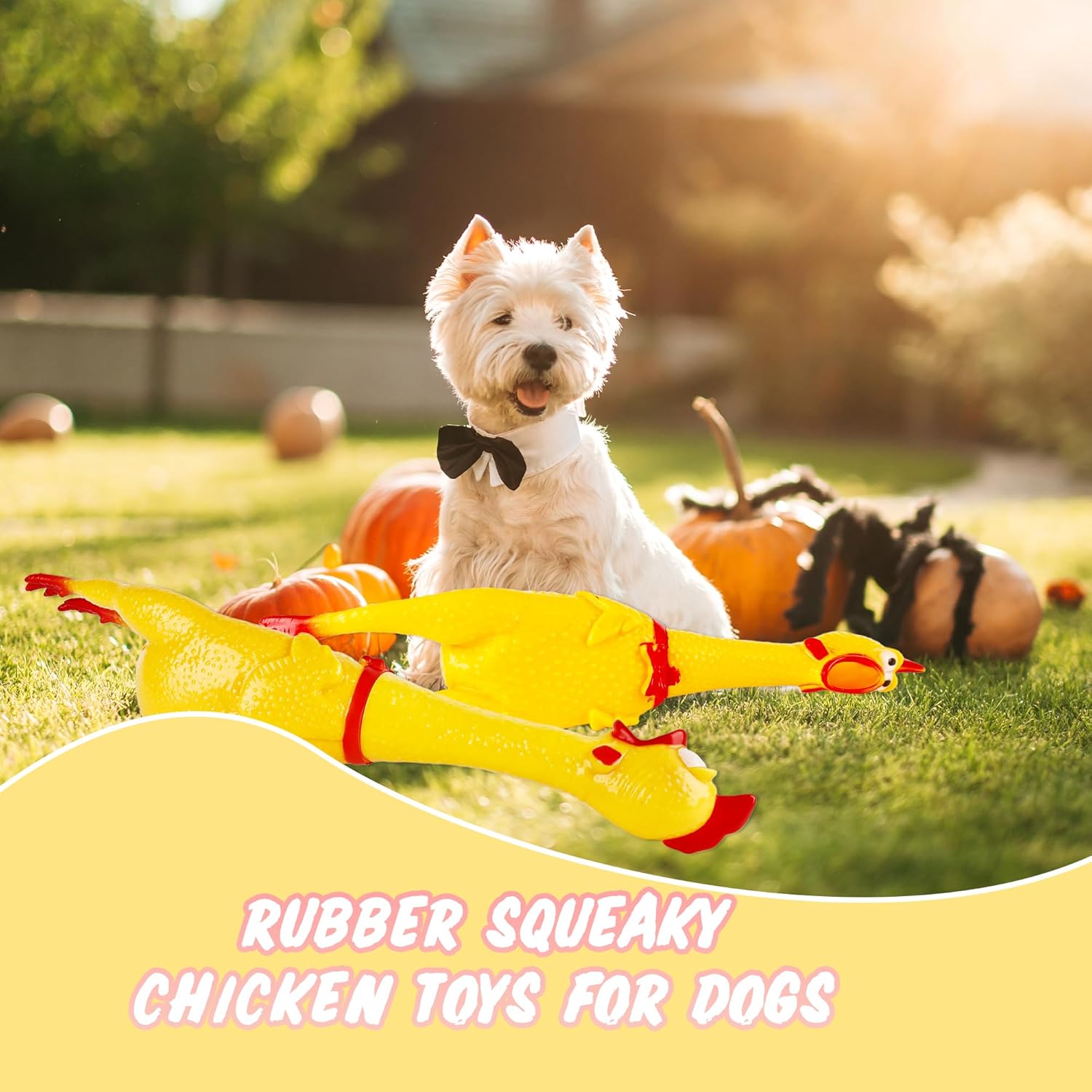 4 Pack 22 Inch Crazy Huge Squeeze Screaming Rubber Chicken Yellow Squawking Chicken Rubber Squeaky Chick Toy for Kids Adults Dogs Pets Prank Novelty Toy