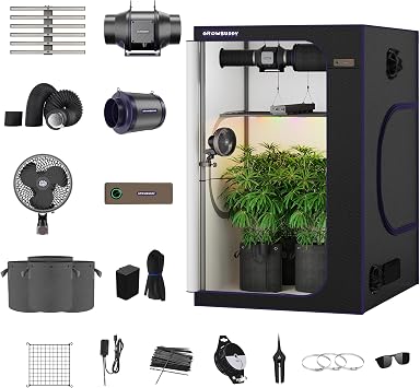 Auto Grow Tent Kit, Black 48"x48"x80", Smart Plant System, WiFi-Controlled Grow System with Full Spectrum LED Grow Light, Automatic Ventilation, with Temperature and Humidity Black, 48"x48"x80"